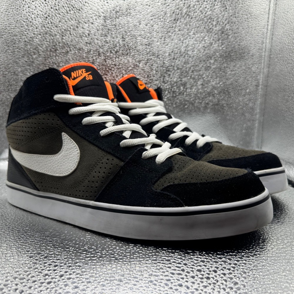 Size 12 Nike SB Ruckus Mid Sneakers Mens Black Olive Good Skate Shoes 387174-202